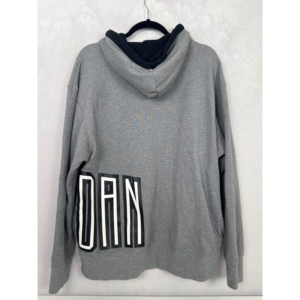 Jordan‎ DNA Wrap Around Logo Pullover L Hoodie Gray Black Spellout Jump Man Goat - Picture 5 of 10
